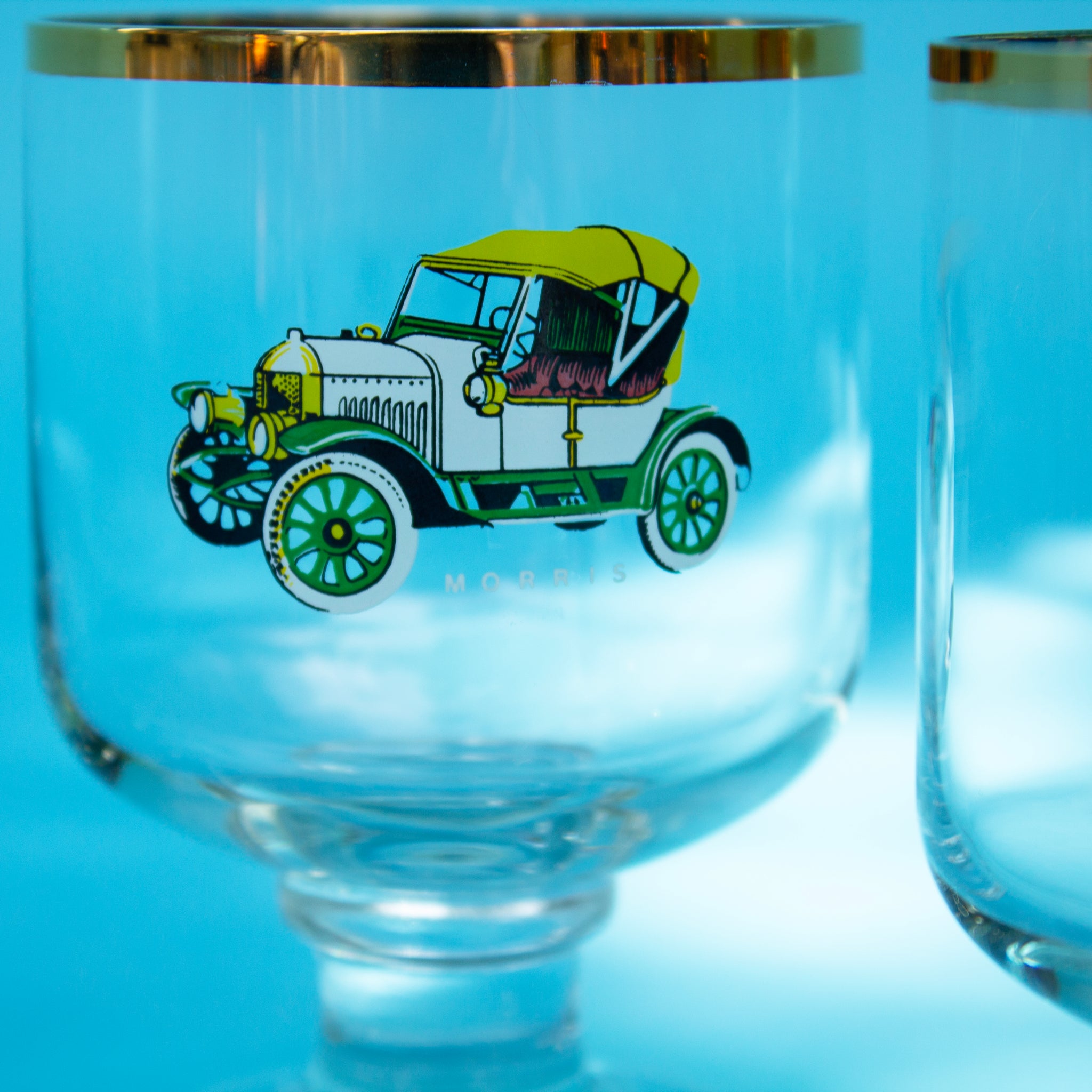 Antique Car Pedestal Glass Set