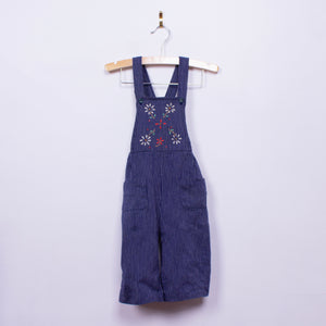 Floral Embroidered Pinstripe Overalls