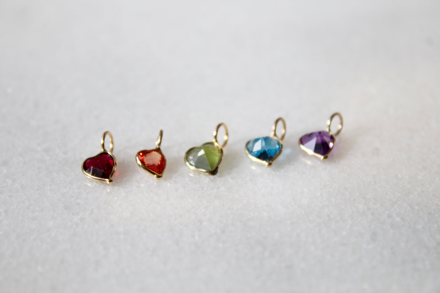 14k Yellow Gold Gemstone Heart Charm