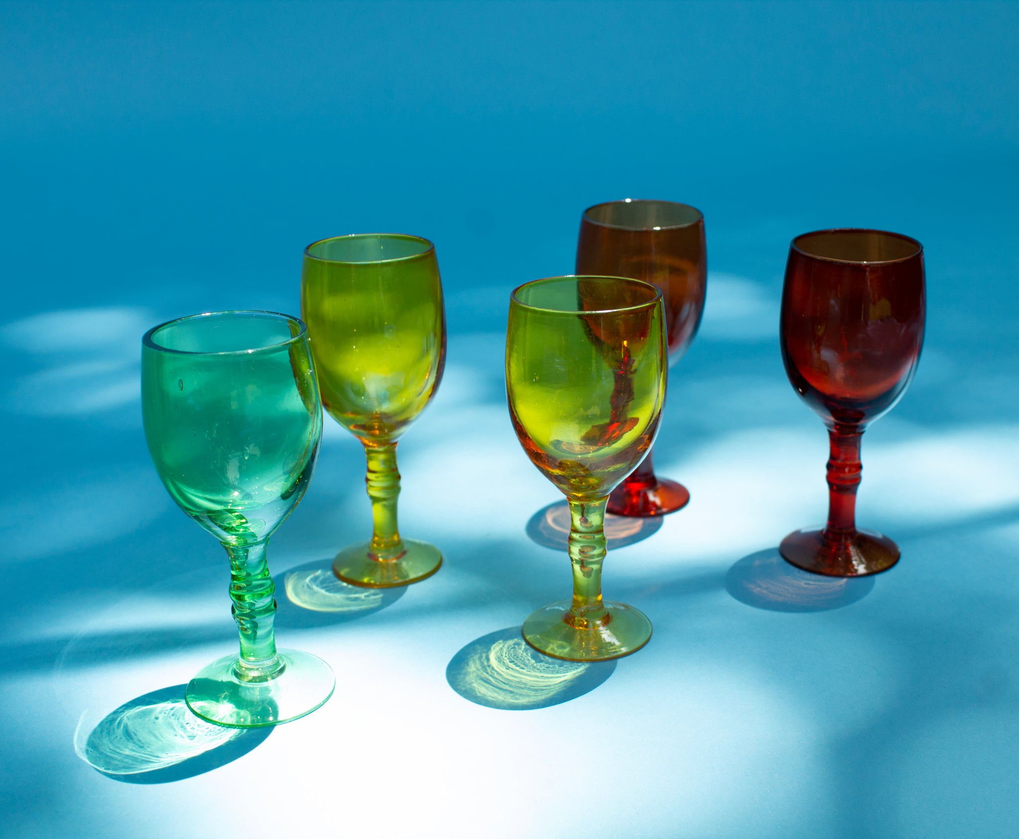 MCM Tri-Color Cordial Glass Set