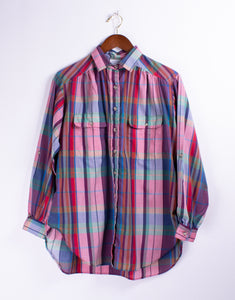 Lady Shapely Plaid Button Front